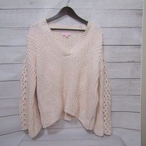 Blush Pink Open Knit Sweater - Small